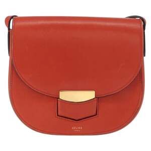 Celine Leather Shoulder Bag Orange
